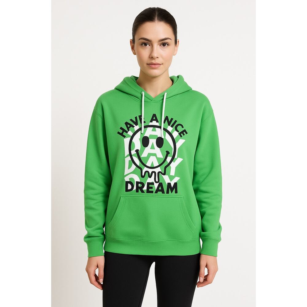 NWT BP Nordstrom Lime Green Graphic Print Hoodie Sweatshirt Women's Medium